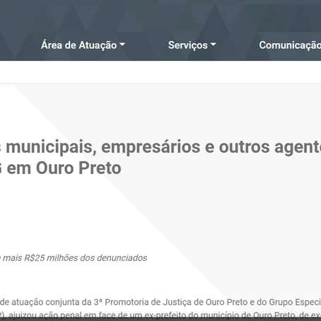 Ouro Preto: Ex-prefeito, ex-secretários municipais e outros agentes são processados criminalmente
