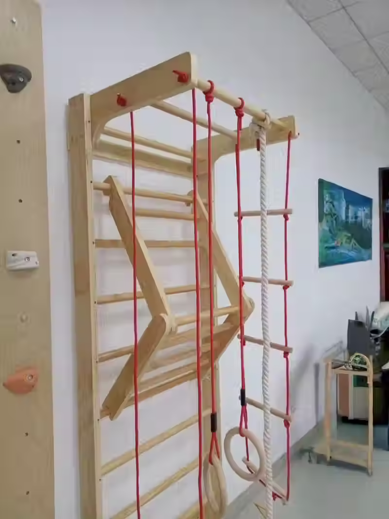 Thumbnail: Wooden Swedish Wall Ladder Home Gym Set with Gymnastic Accessories