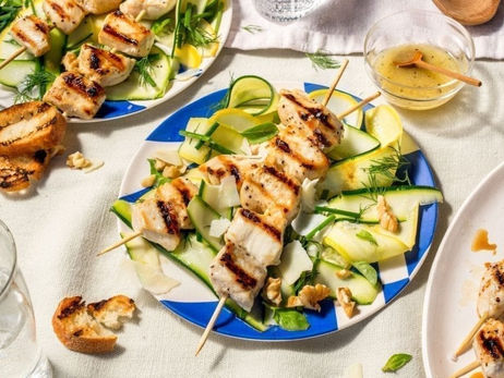 Lemony Chicken Skewers With Squash Salad #TheFitHappyMinute