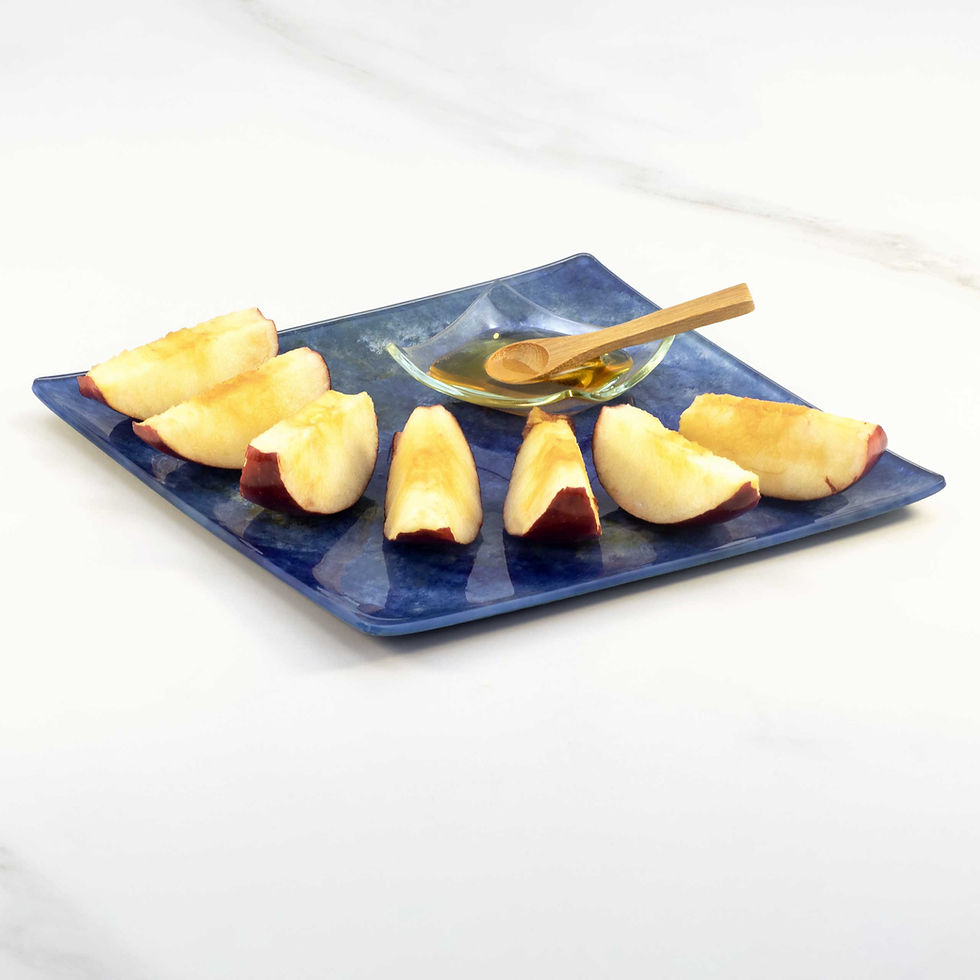 Rosh Hashanah Impressionist Style Square Set - In Blue Ocean Tones