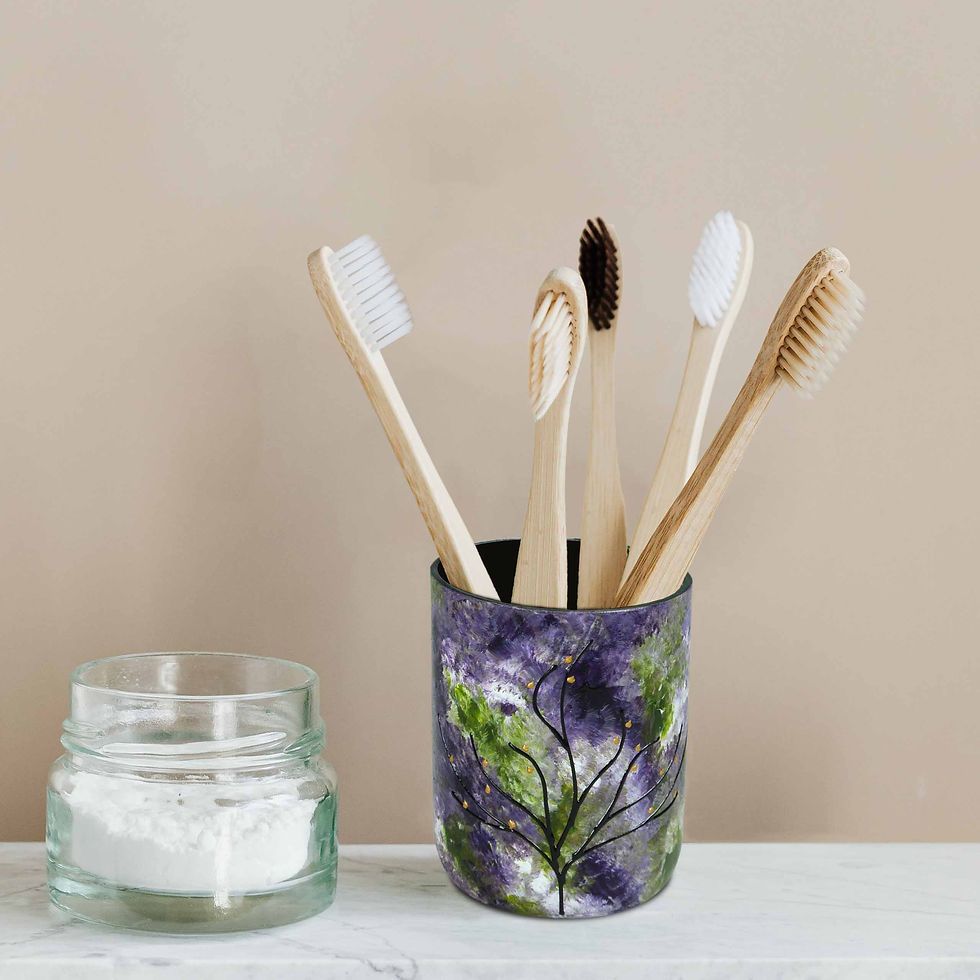 Lavender glass holder for batroom