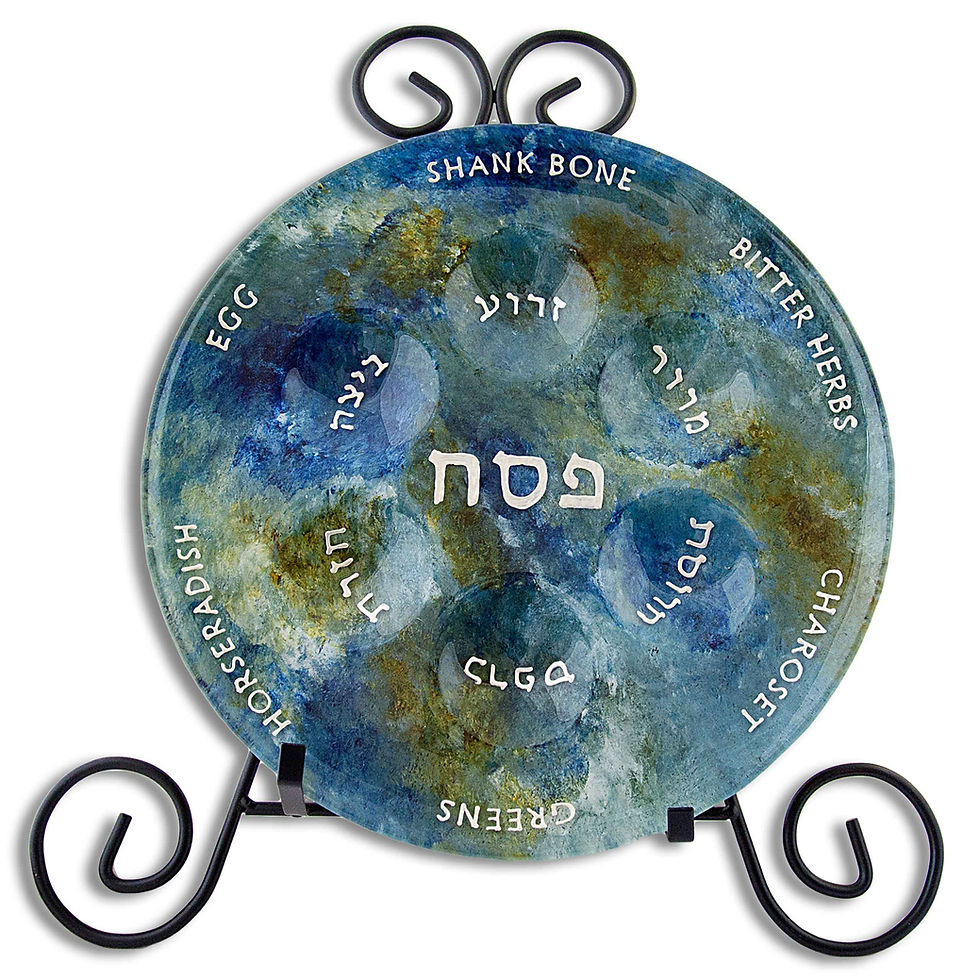 Thumbnail: Blue Jewish Passover Plate with Stand