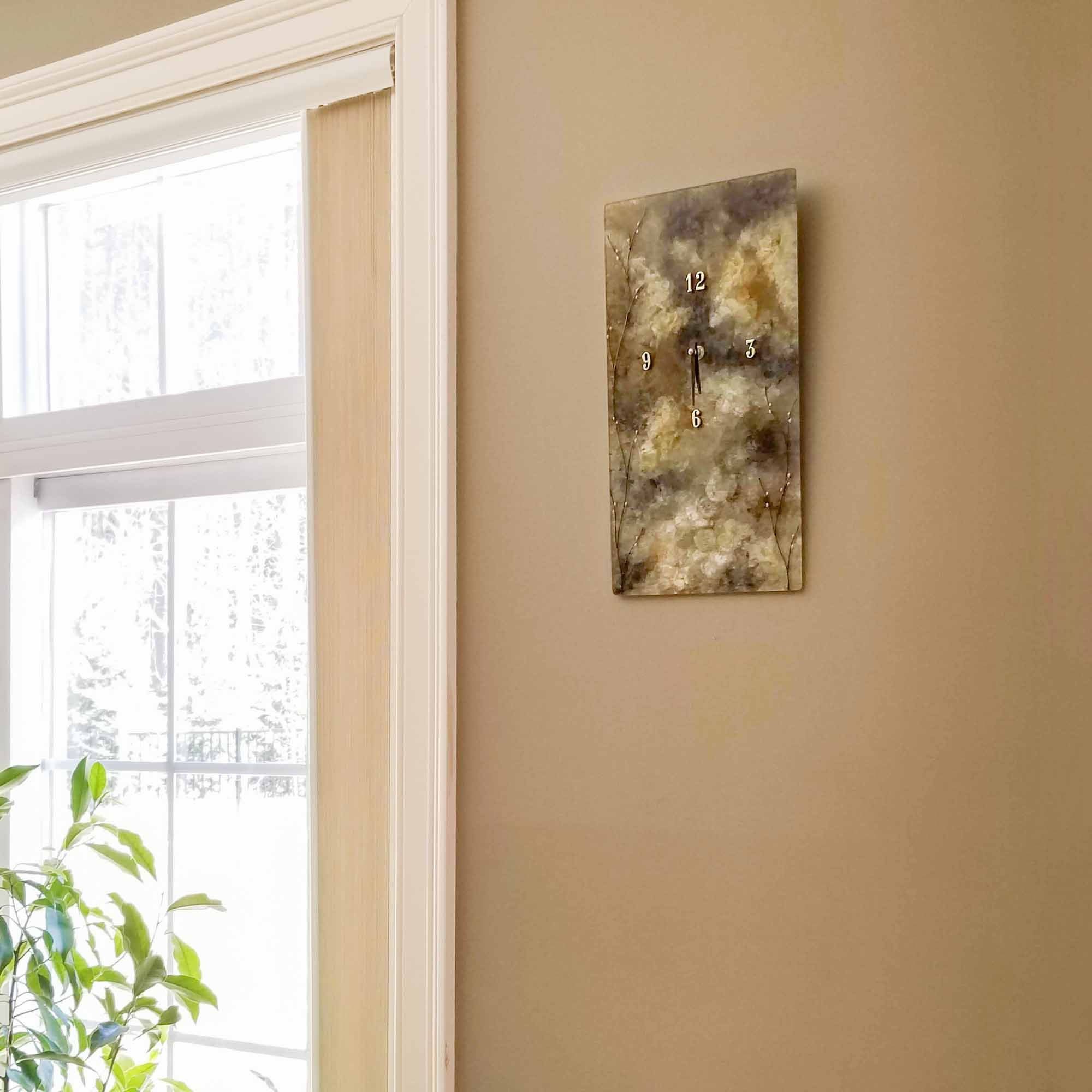 Large Wall Decor Clock - In Earthy Green Tones