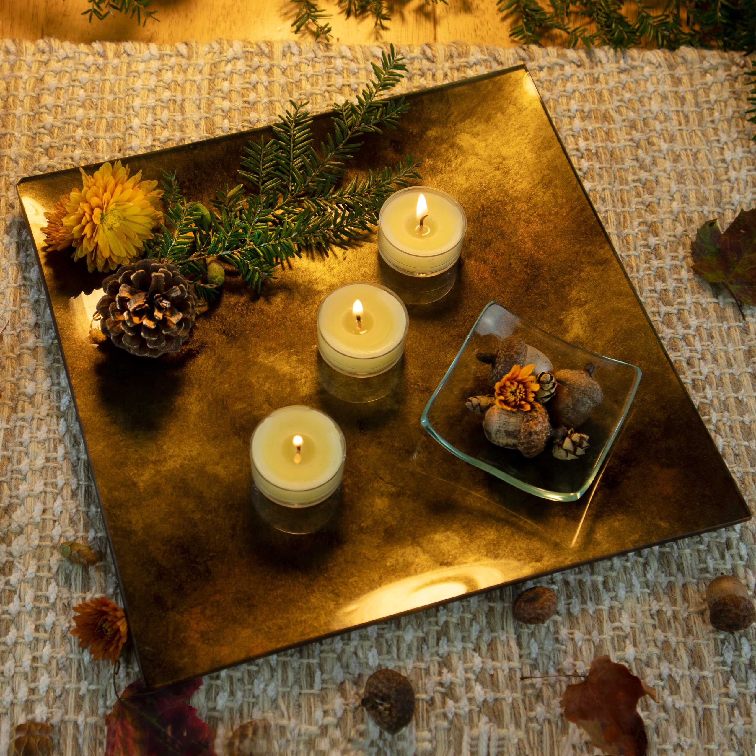 Square Glass Plate and Candles