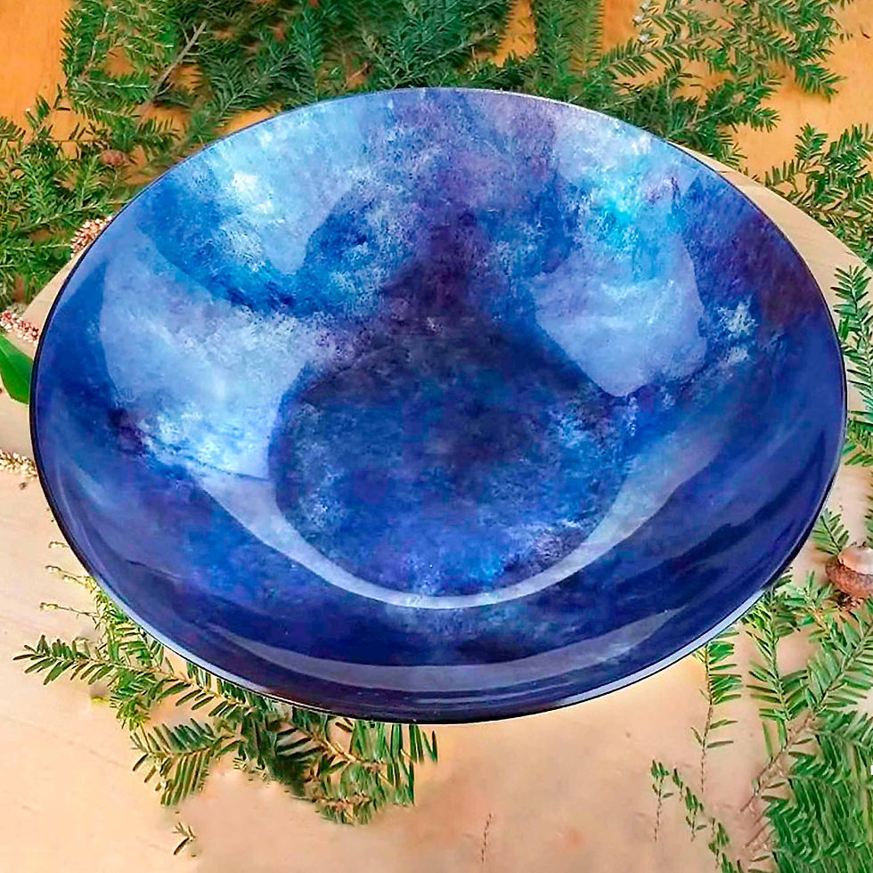 Thumbnail: Lata Serving Glass Bowl - In Purple, Sapphire, Silver Colors