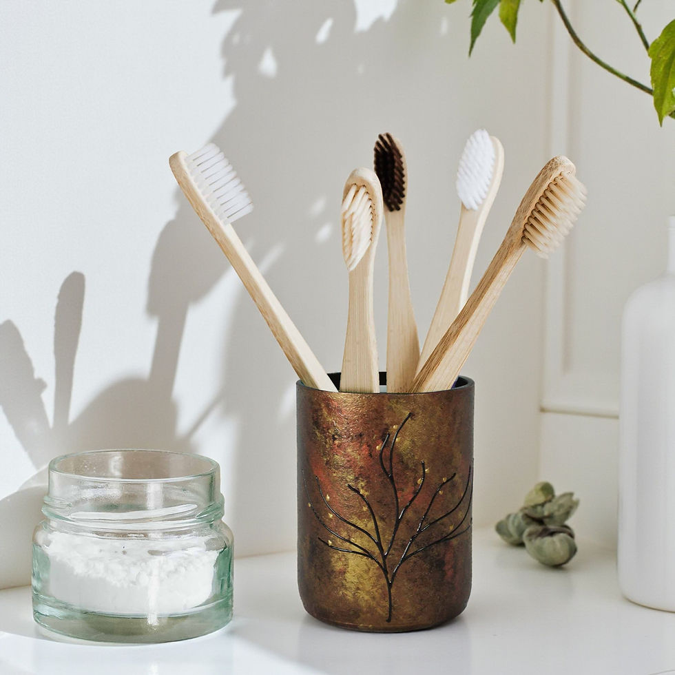 Thumbnail: Eco Friendly Toothbrush Holder-Warm Glow of Copper & Gold