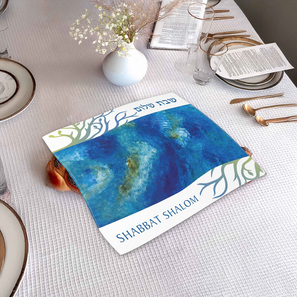 Thumbnail: Shabbat Set – Glass Challah Tray, Knife, Cover & Kiddush Cup