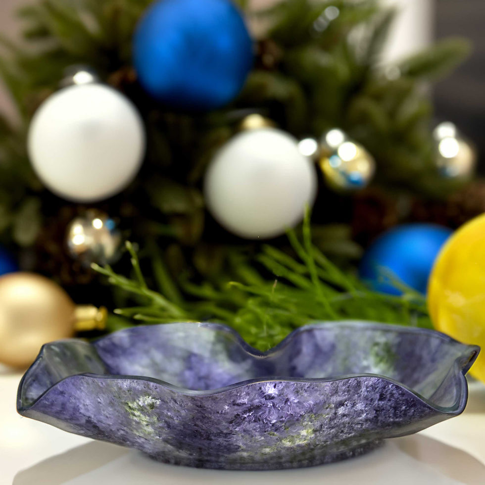 Thumbnail: Festive Organic Large Bowl – Purple Green Tones