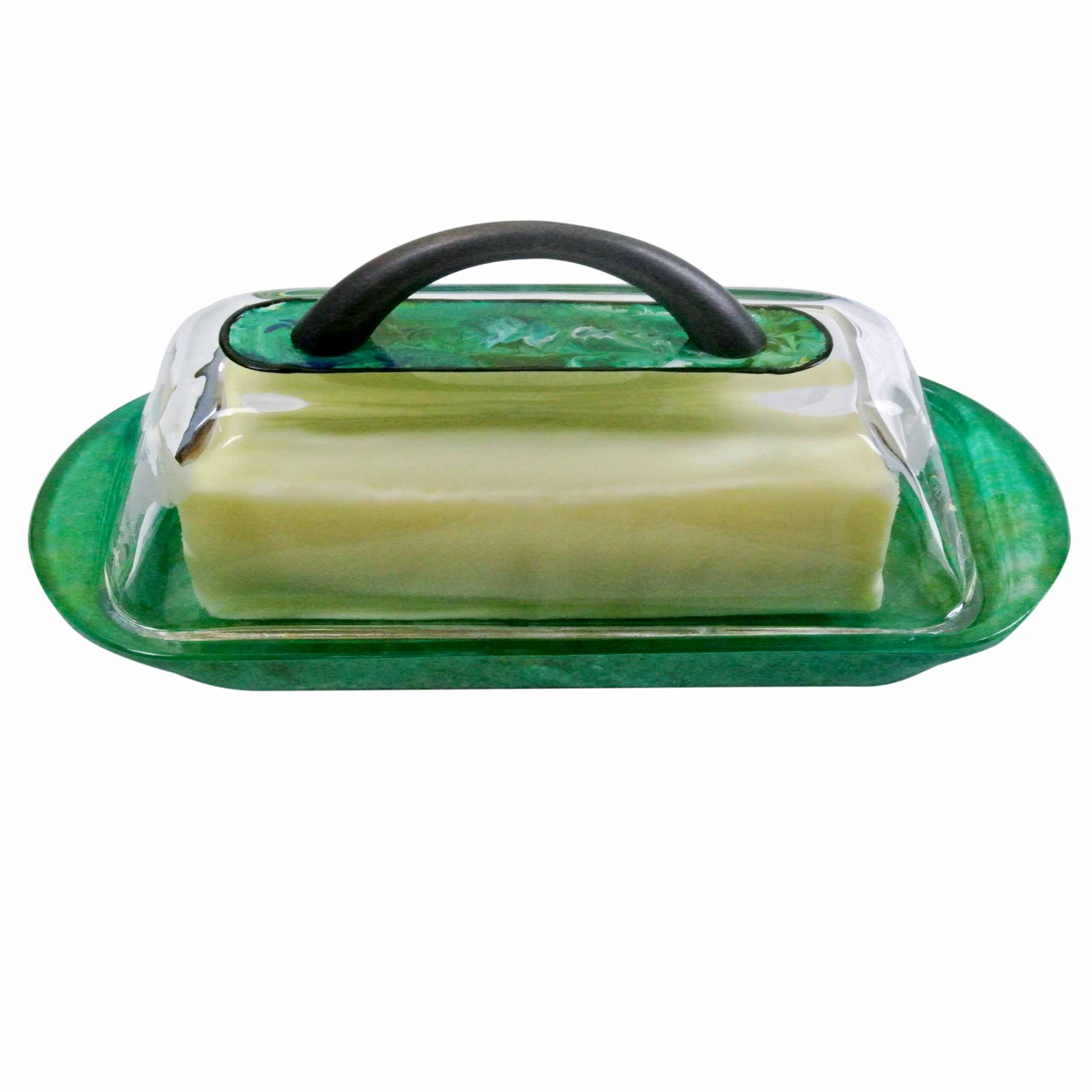 Butter Dish  - In Emerald Green Tones