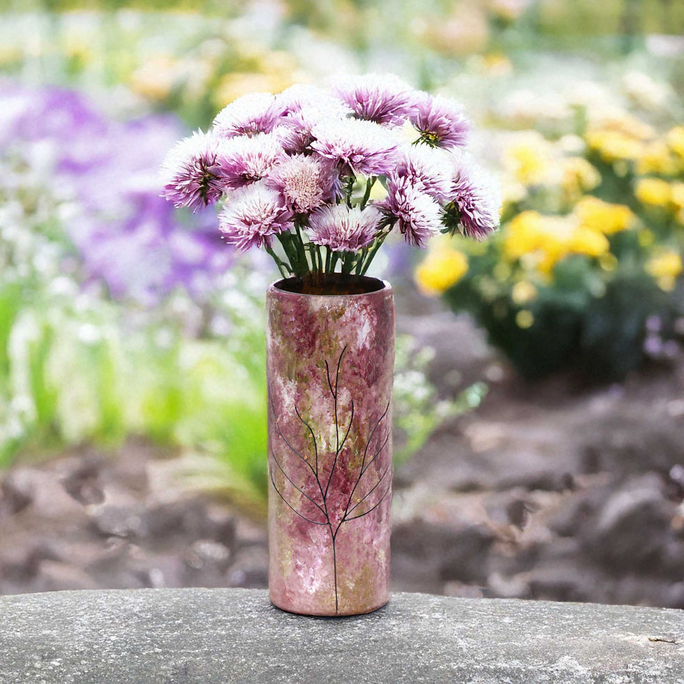 Thumbnail: Secret Garden Vase in Rose and Green with Botanical Charm