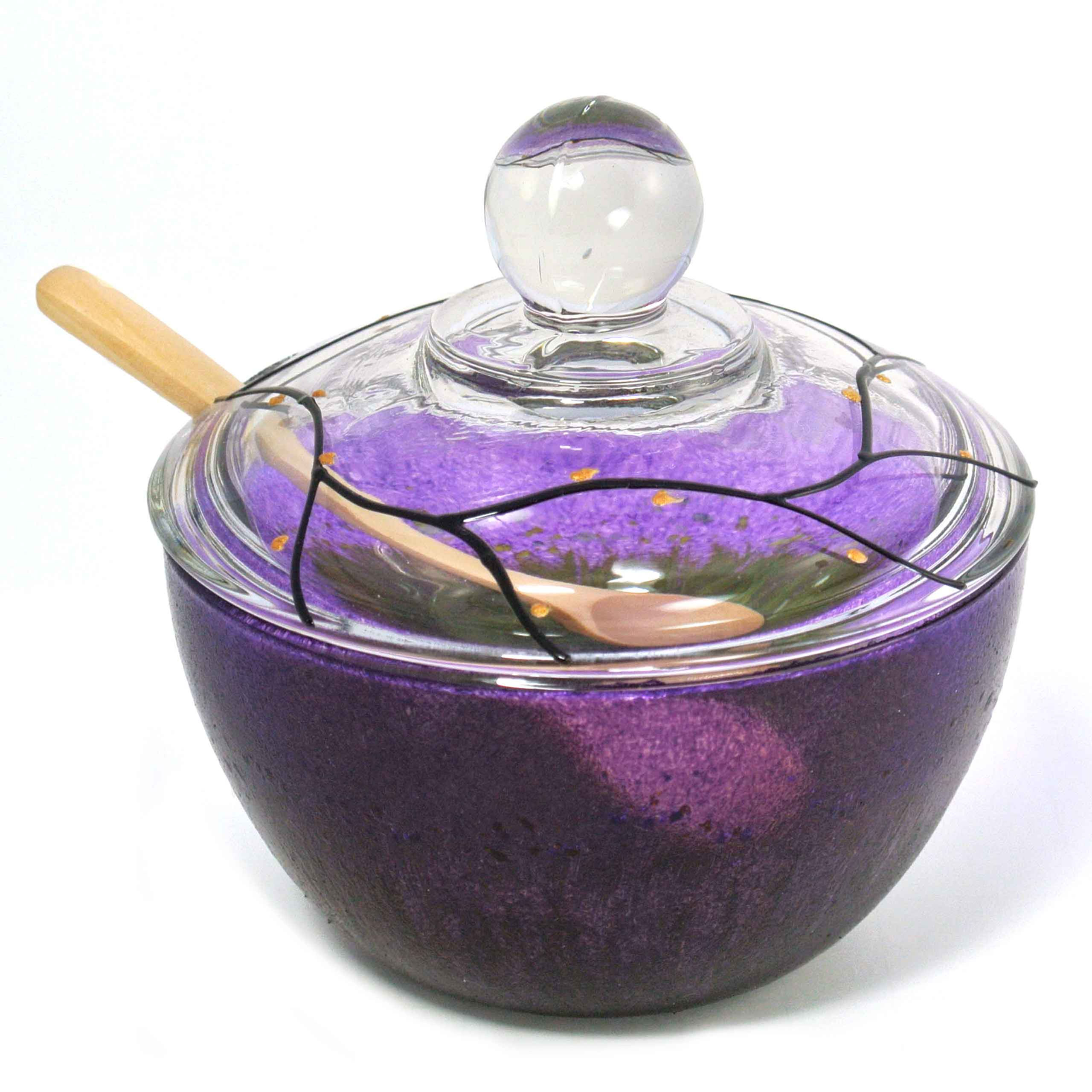 Bowl With Lid & Spoon - Purple Garden Color