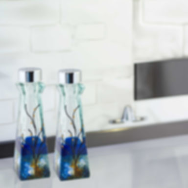 Impressionist style Salt & Pepper shakers  Blue Ocean Tones