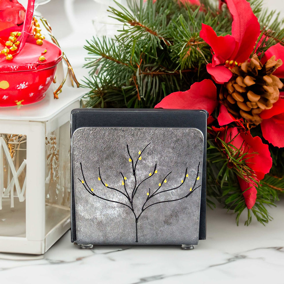 Thumbnail: Modern Napkin Holder & Desk Organizer - Shades of Silver & Gray Colors