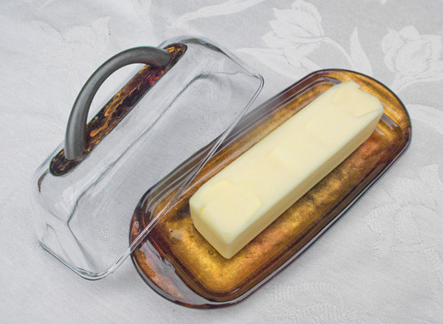 Warm Glow Copper Gold Holiday Butter Dish – Hand-Painted Glass