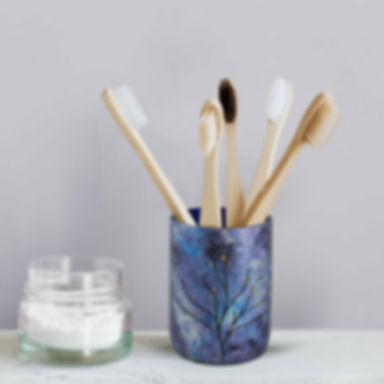 Recycled glass toothbrush purple, blue and silver colors