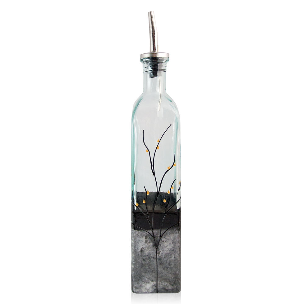 Thumbnail: Modern Oil, Vinegar Bottle W/Pour Spout 12.7 Ounce - Black Silver