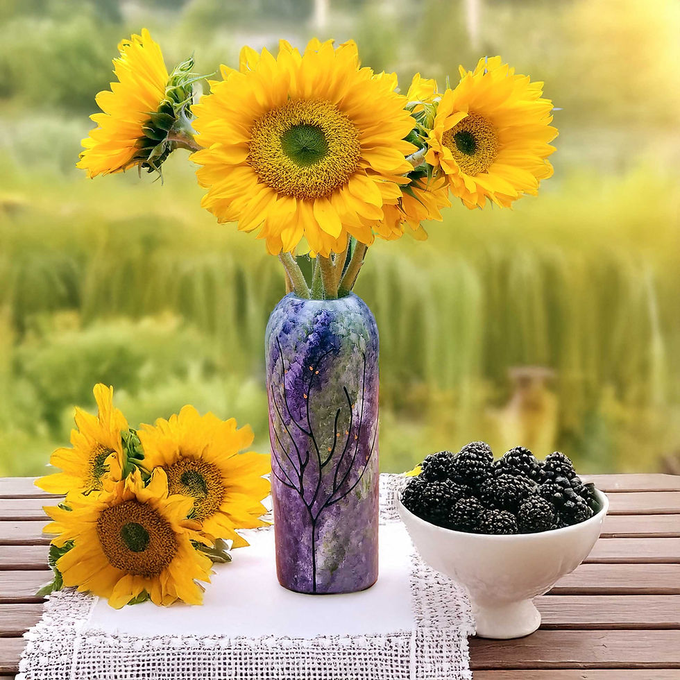 Thumbnail: Elegant Recycled Glass Vase with Lavender Field Design