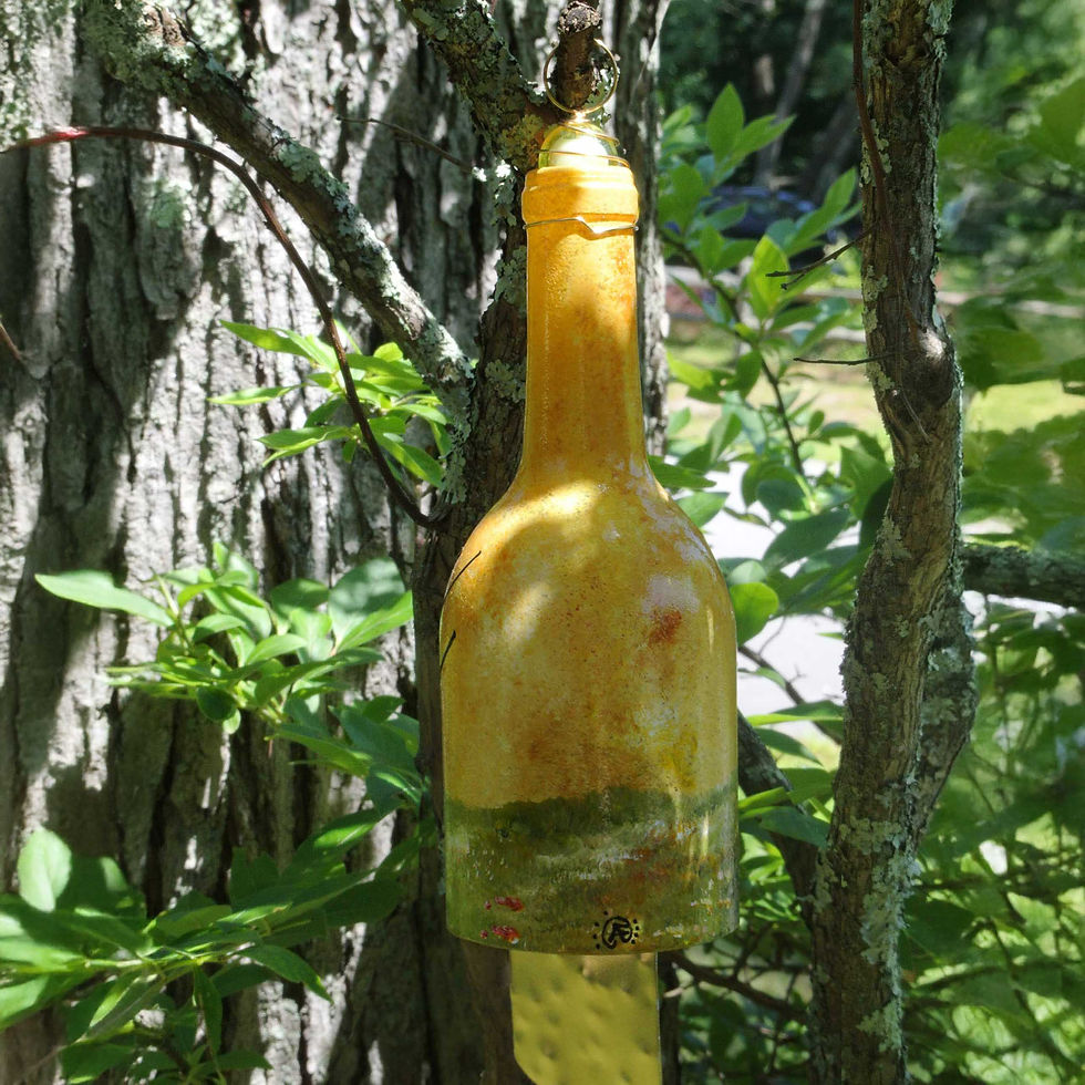 Thumbnail: Wind Chime - Recycled Glass Hand Painted Red Sun with Beautiful Flowers