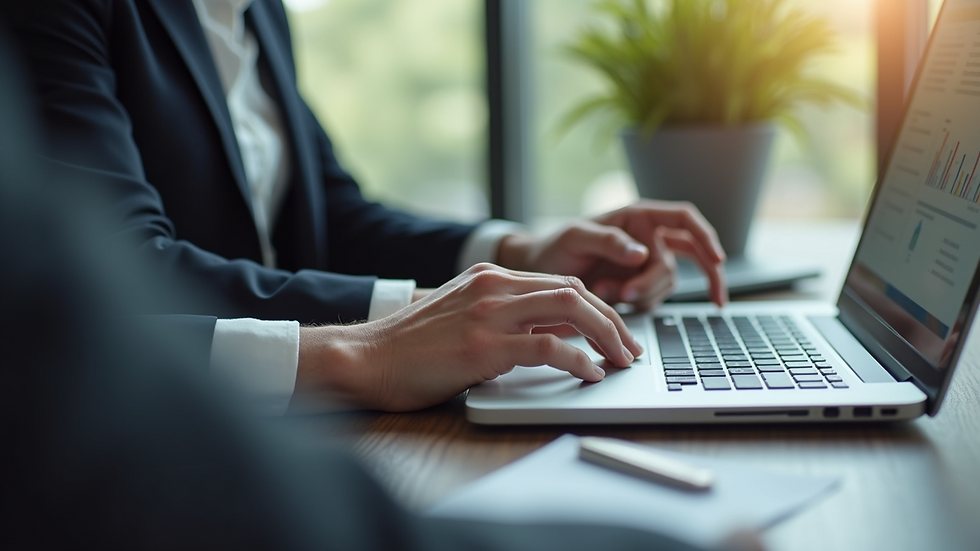 Close-up view of a recruiter reviewing candidate profiles on a laptop