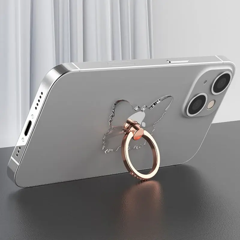 Thumbnail: Transparent Luxury Butterfly Finger Ring Mobile Phone Holder for iPhone 15 Smart