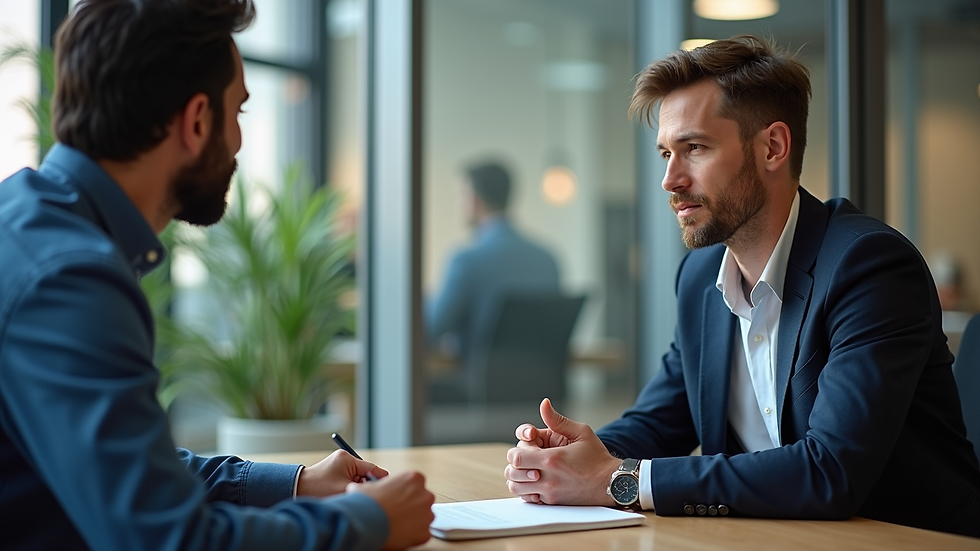 Close-up view of a mentor advising a startup founder in a Philadelphia incubator