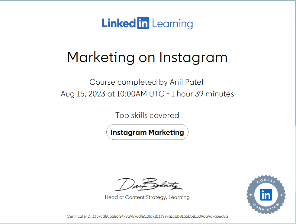 CertificateOfCompletion_Marketing on Instagram