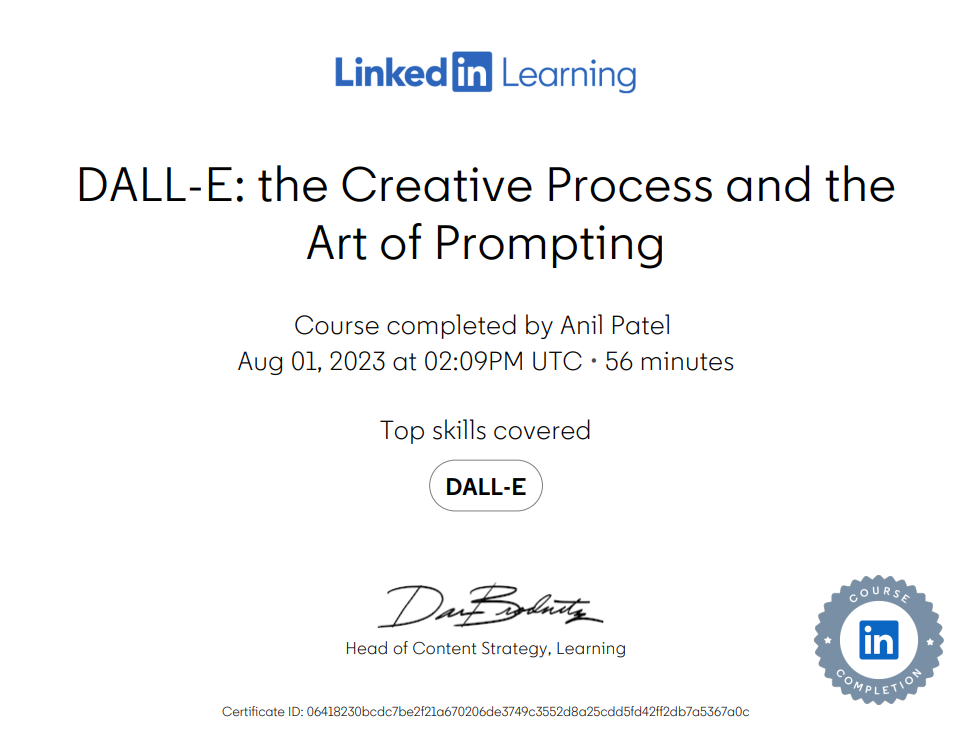 CertificateOfCompletion_DALLE the Creative Process and the Art of Prompting