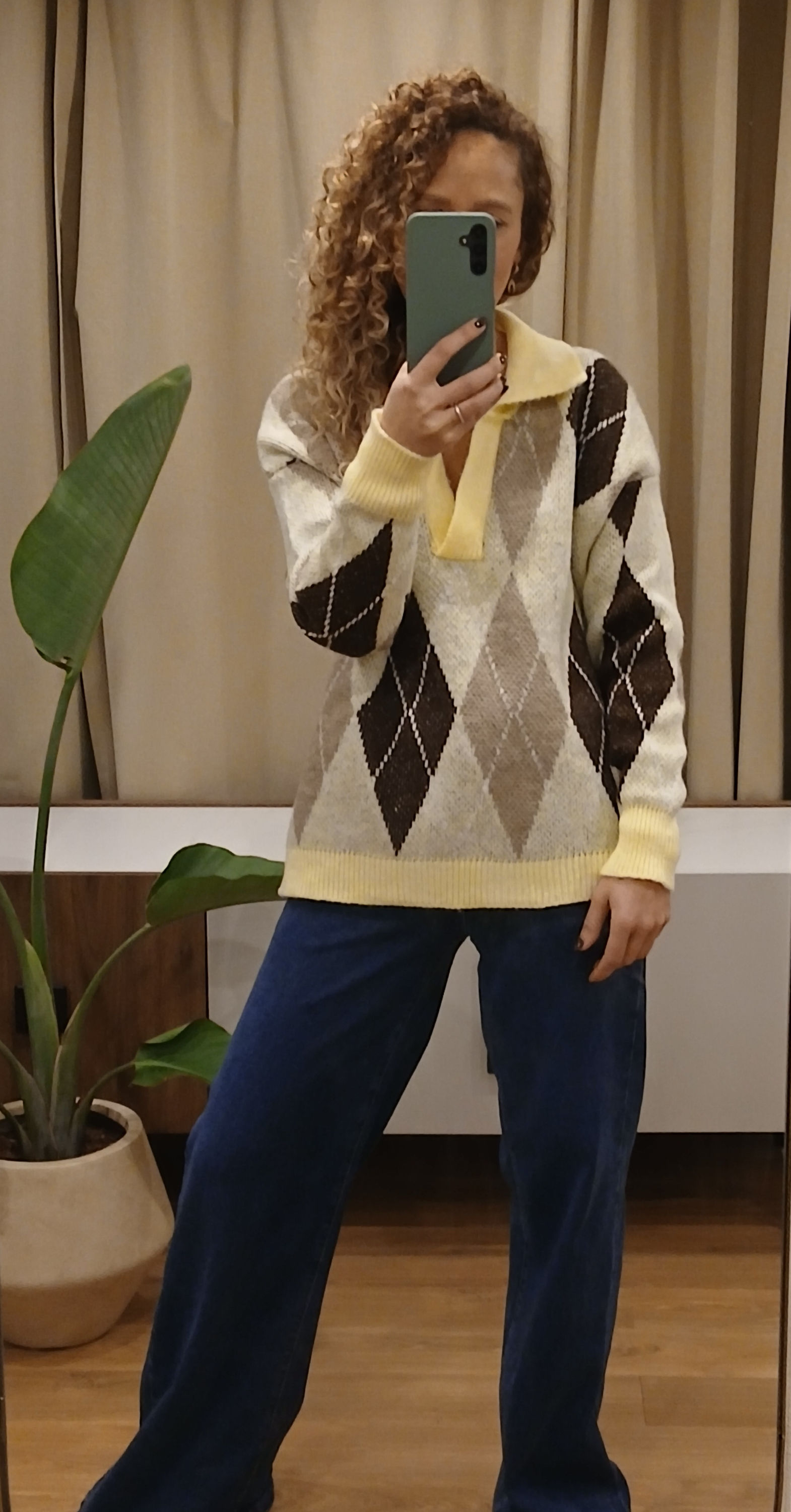 Camisola com Losangos Amarelo Glee