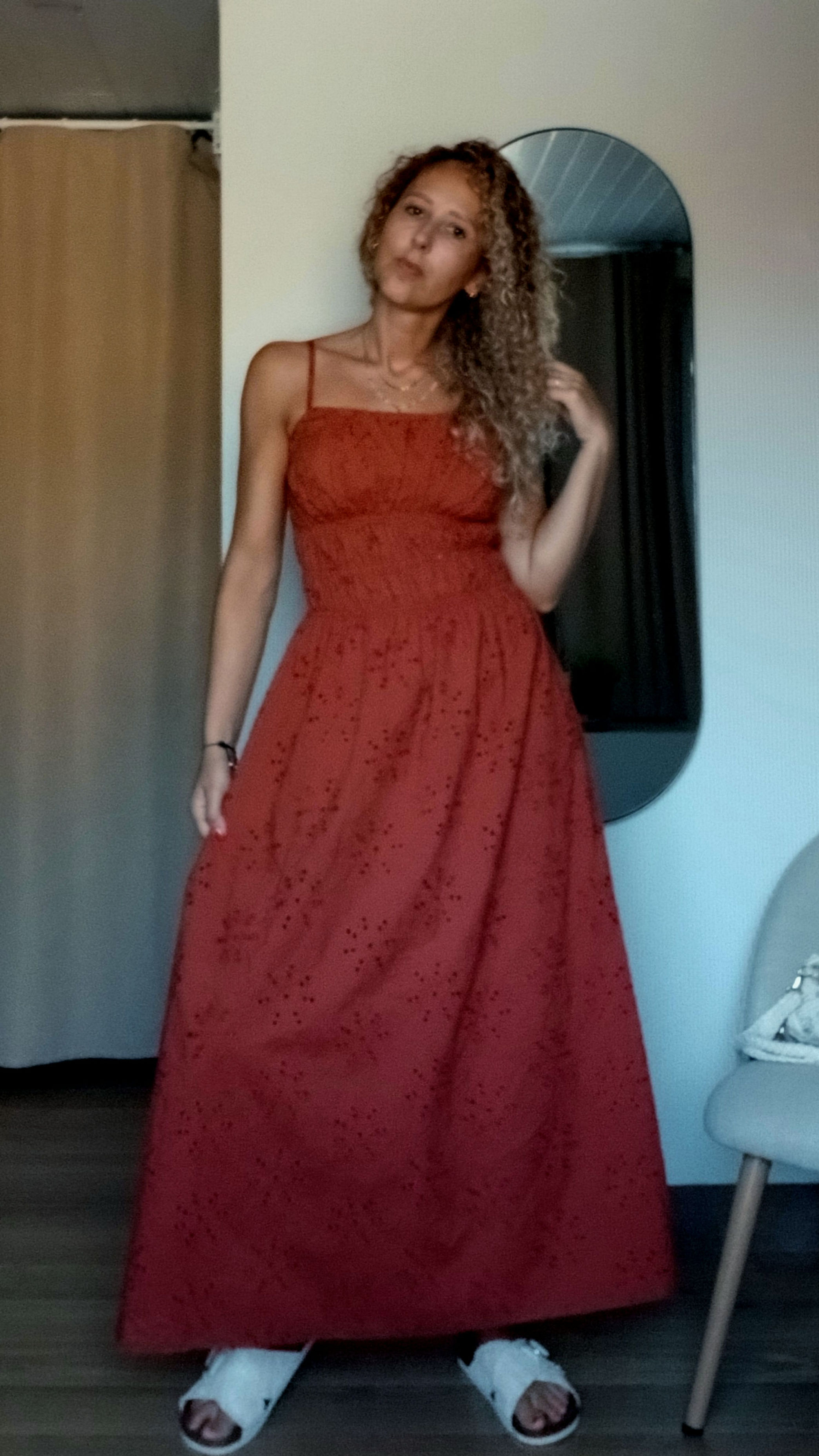 Vestido Bordado Inglês Telha Glee