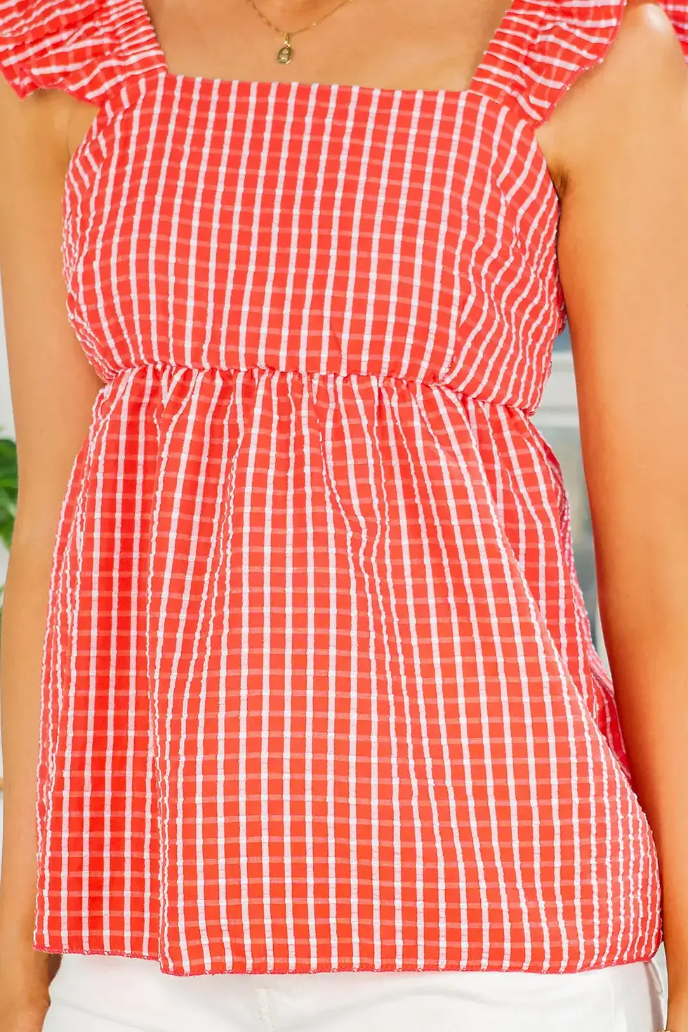 Gingham Ruffle Tank