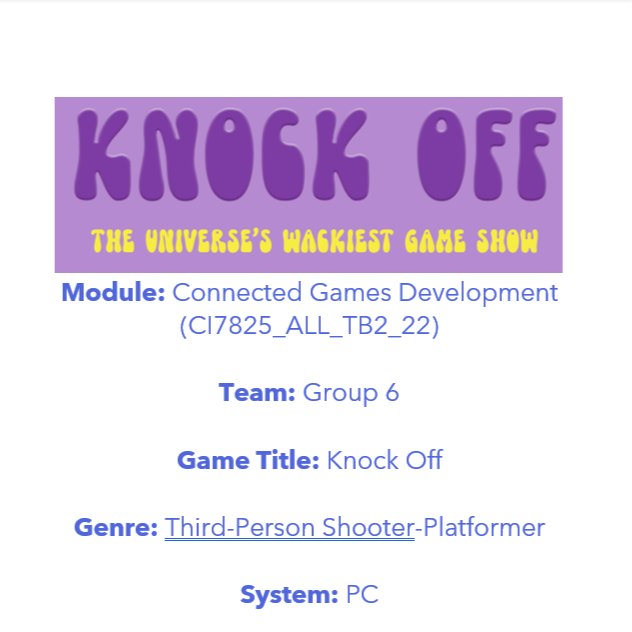 Knock Off: Final Game Design Document