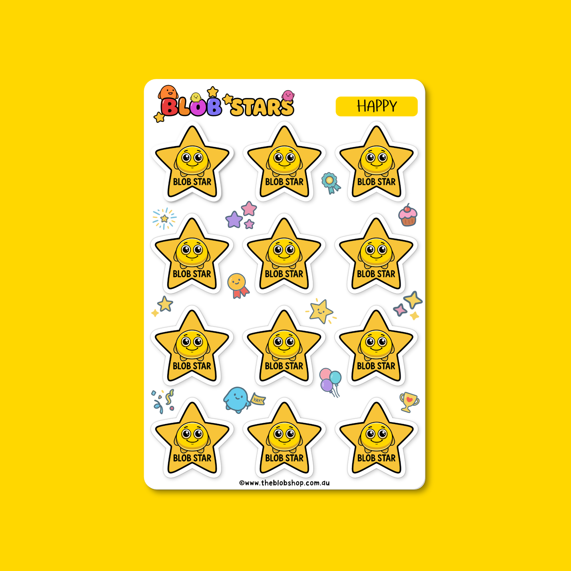 Happy Blob Star Stickers