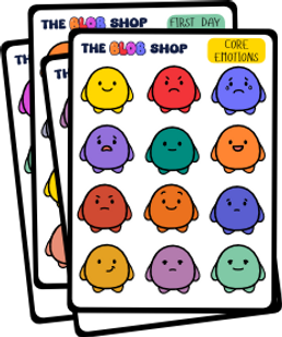 Mixed emotion sticker sheets from The Blob Shop featuring a variety of Blobby characters to help children recognise and talk 