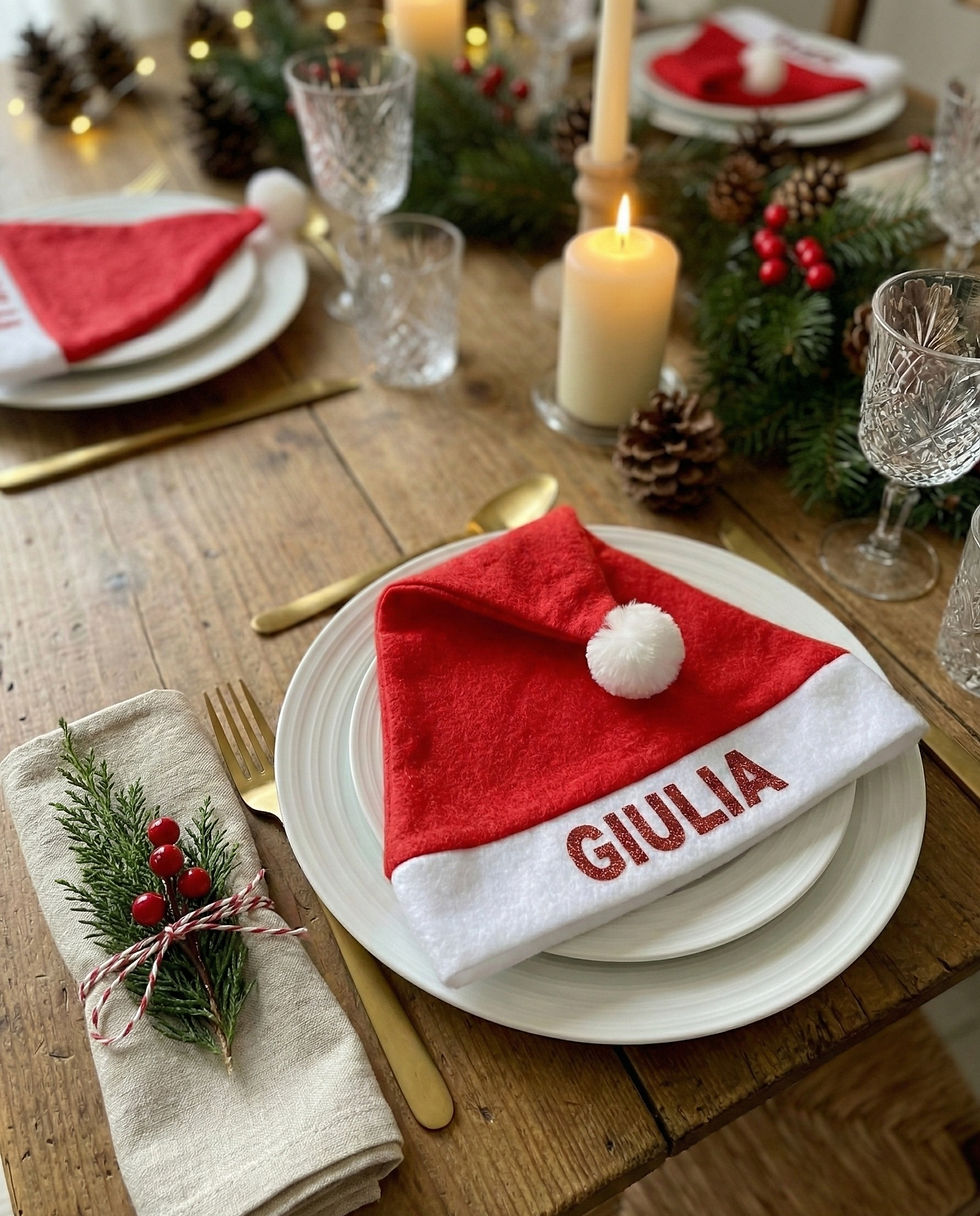 Miniatura: Cappello di Natale Personalizzato con Nome - Segnaposto & Idea Regalo