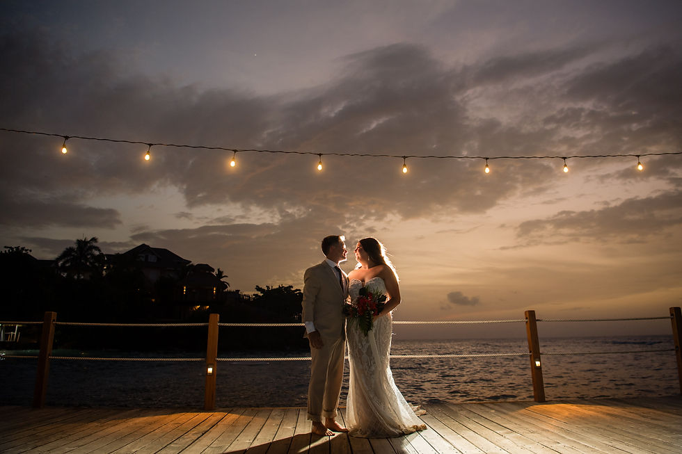 Sunset couple photos for a destination wedding at Sandals Ochi Jamaica