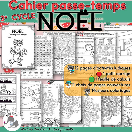 Cahier passe-temps Noël 3e cycle – Activités ludiques et éducatives ...