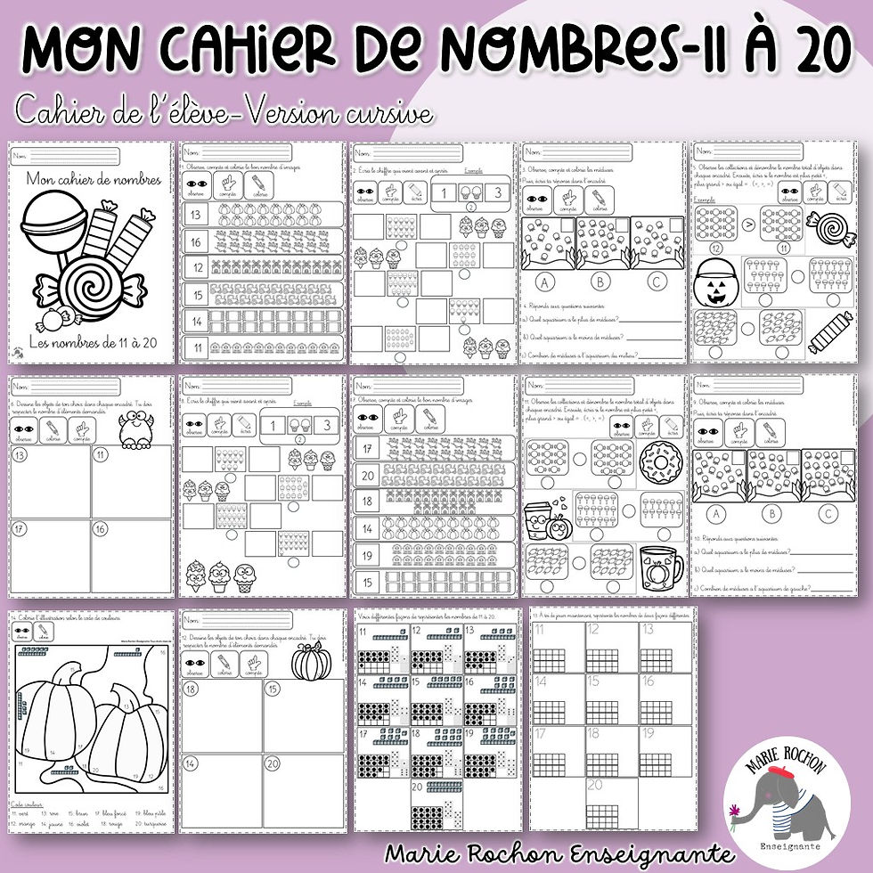 Miniature : Cahier de nombres 11 à 20 Maternelle et 1re année