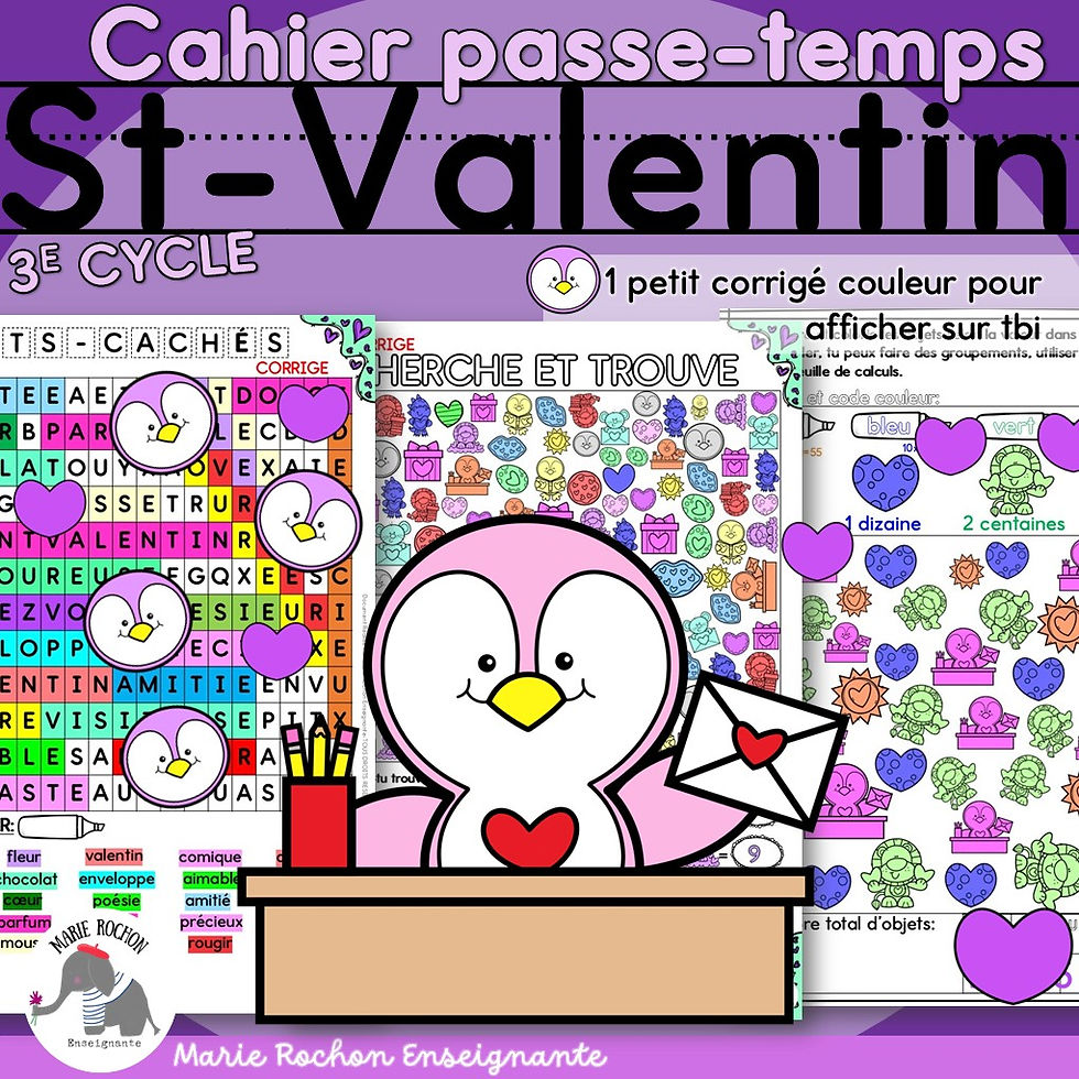 Miniature : Cahier Saint-Valentin pour le 3e cycle | Activités scolaires à imprimer CM2/6e/P