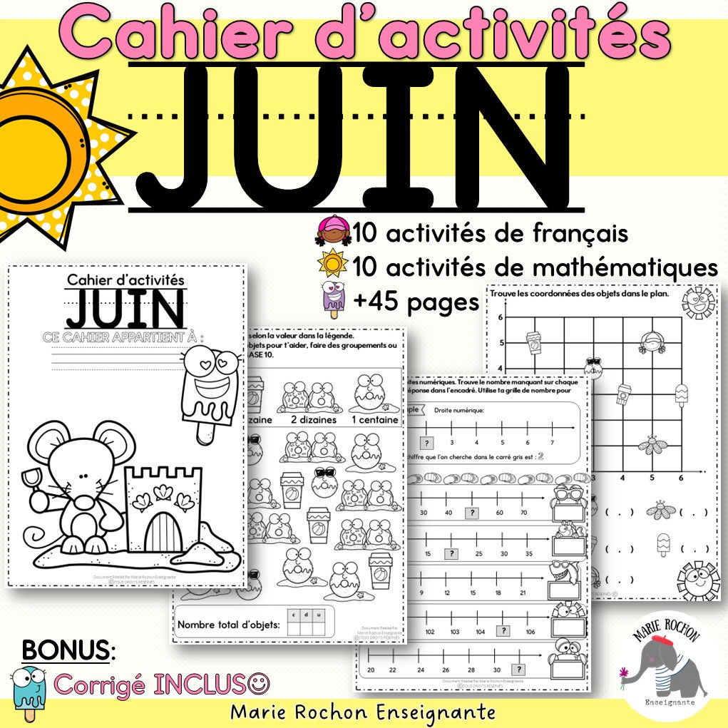 Cahier d'activités imprimable juin – 2e année / CE1 / P2