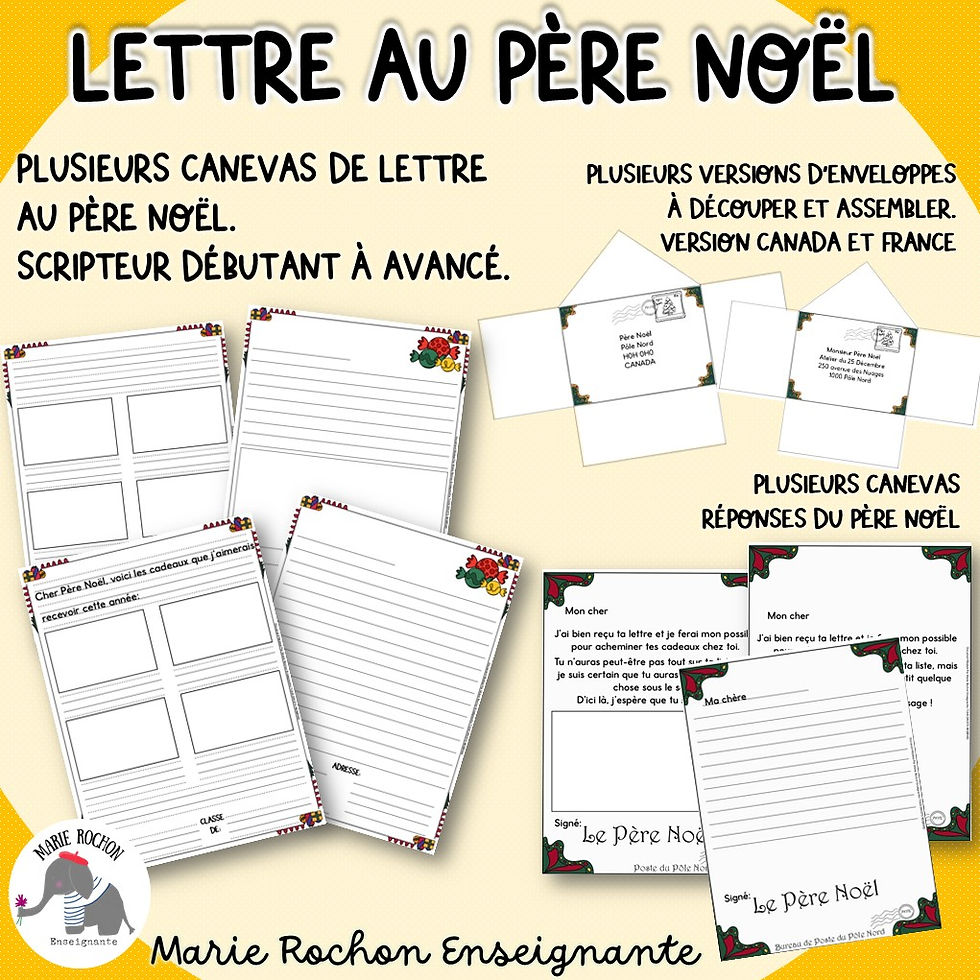 Lettre au Père Noël – activité écriture maternelle et 1er cycle avec enveloppes à imprimer