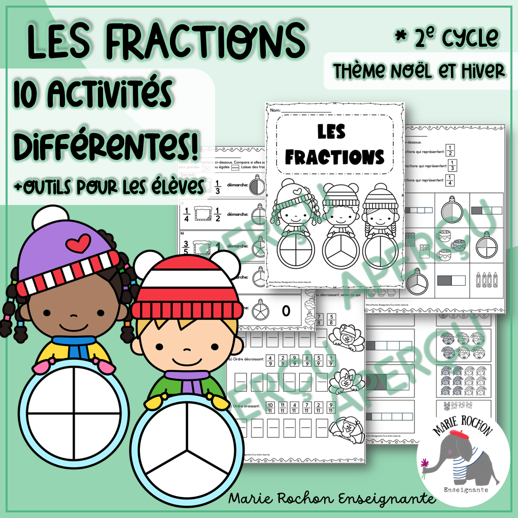 Fractions Noël – 10 Activités d’Hiver 2e cycle