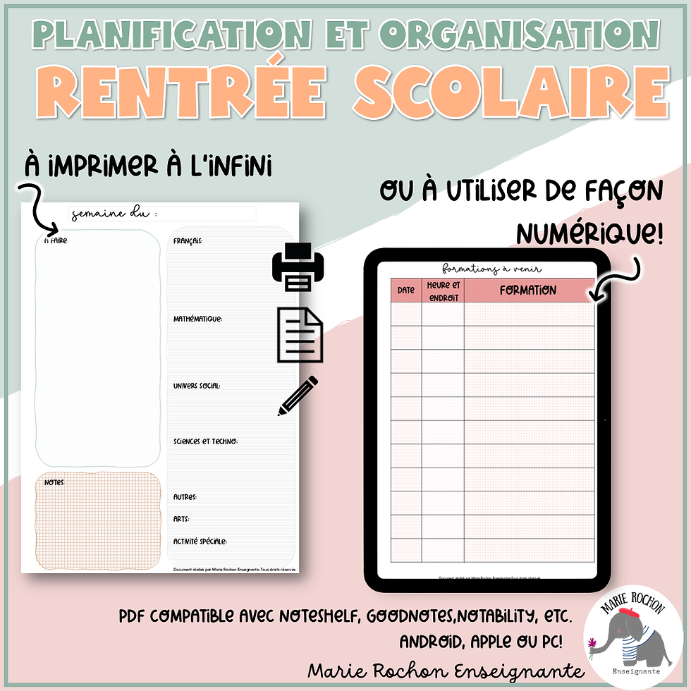 Miniature : Planification et Organisation Rentrée Scolaire | Outil PDF pour Enseignants