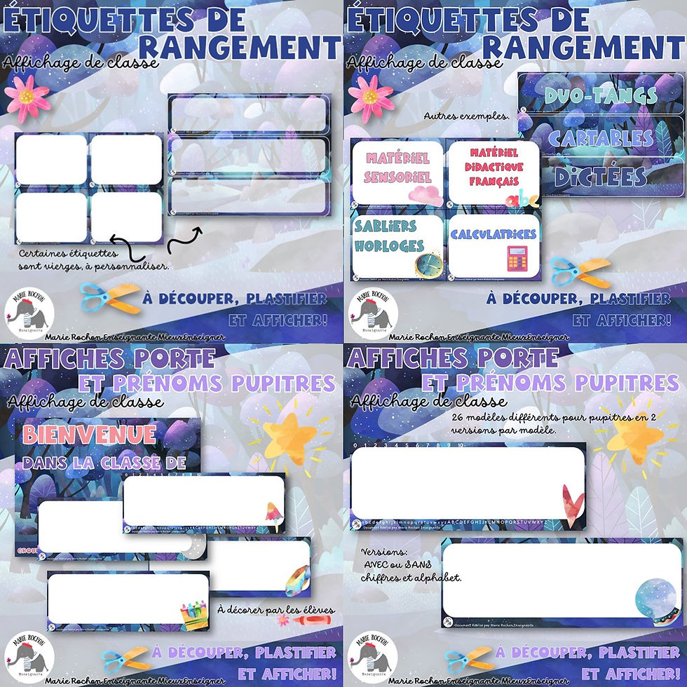 Miniature : Affichage de classe Forêt Enchantée à imprimer – ensemble complet avec étiquettes, calendrier, responsabilités, coin lecture,