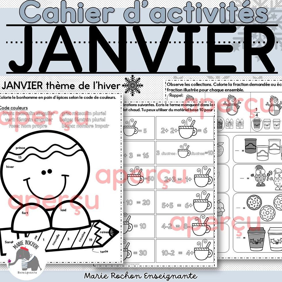 Miniature : Cahier d'activités imprimable janvier – 2e année / CE1 / P2