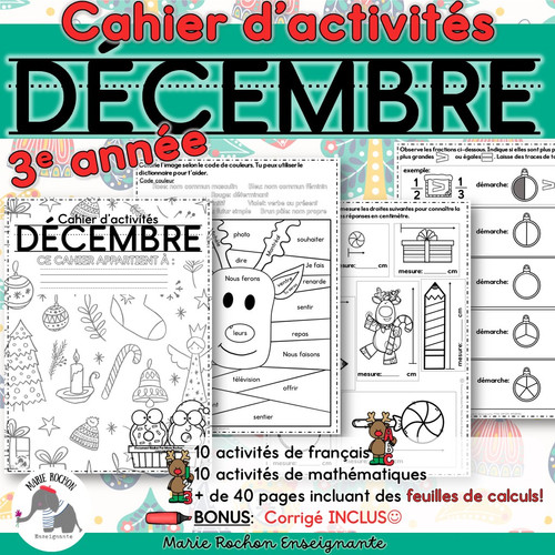 Cahier d’activités DÉCEMBRE 3e année | Thème Noël et Hiver – Français ...