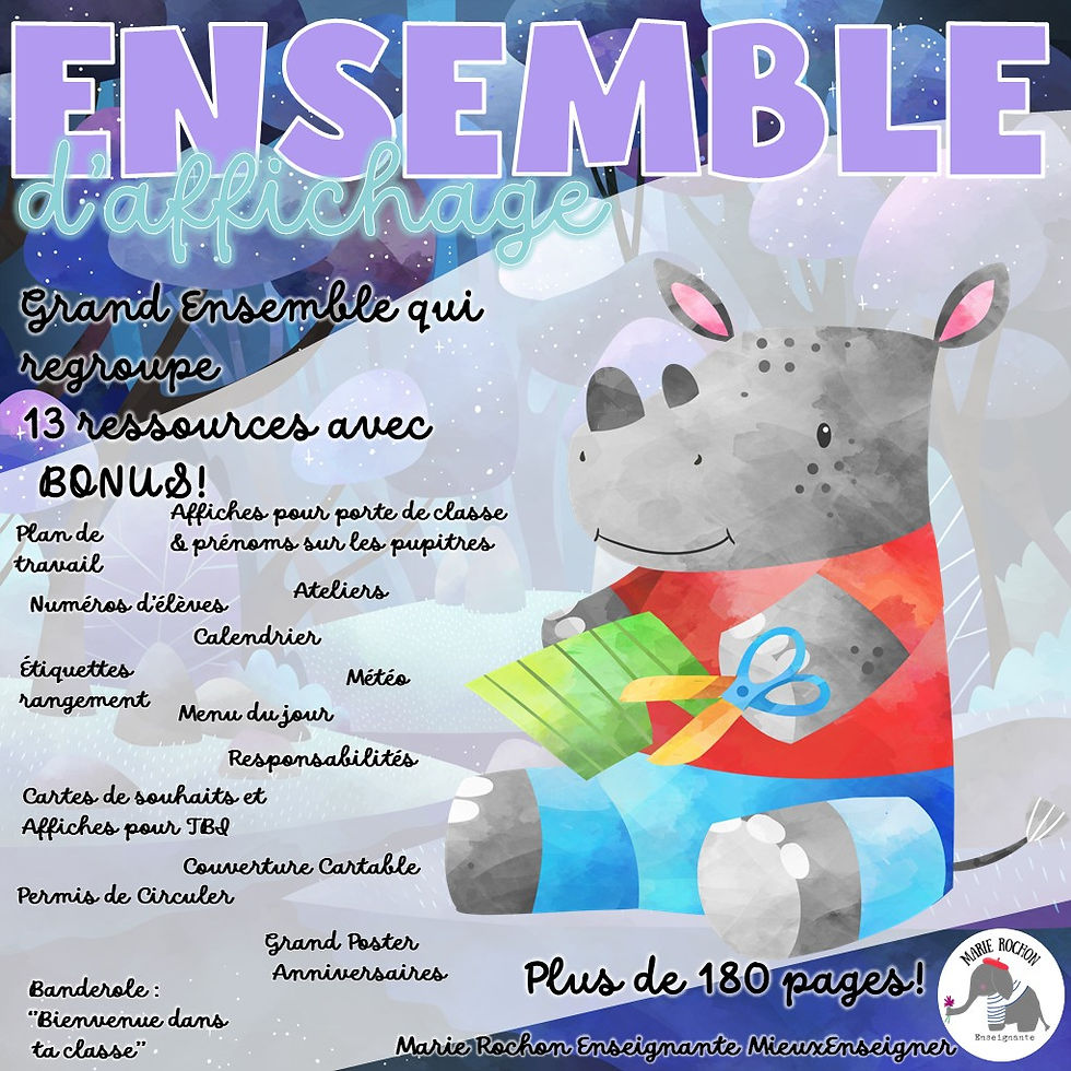 Affichage de classe Forêt Enchantée à imprimer – ensemble complet avec étiquettes, calendrier, responsabilités, coin lecture,