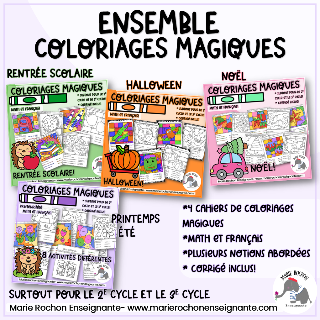 Ensemble Coloriages Magiques – Français et Mathématiques | 2e et 3e cycle