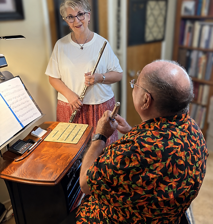 Private flute lesson with an adult student at Lyricraft Flute Studio in Escondido