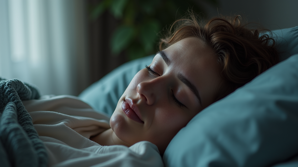Eye-level view of a person sleeping peacefully