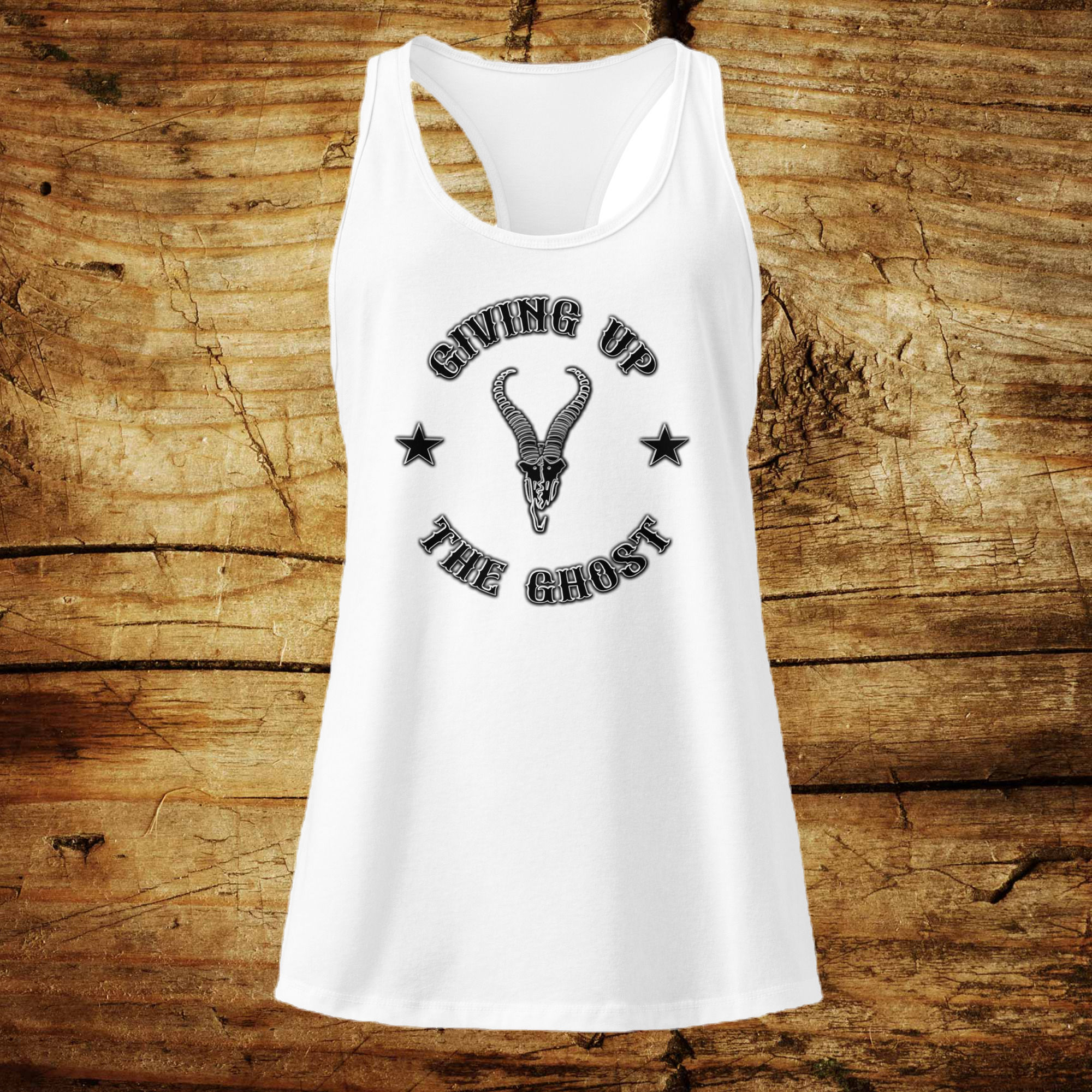 GUTG LOGO White ~ Women’s fitted racerback tank top